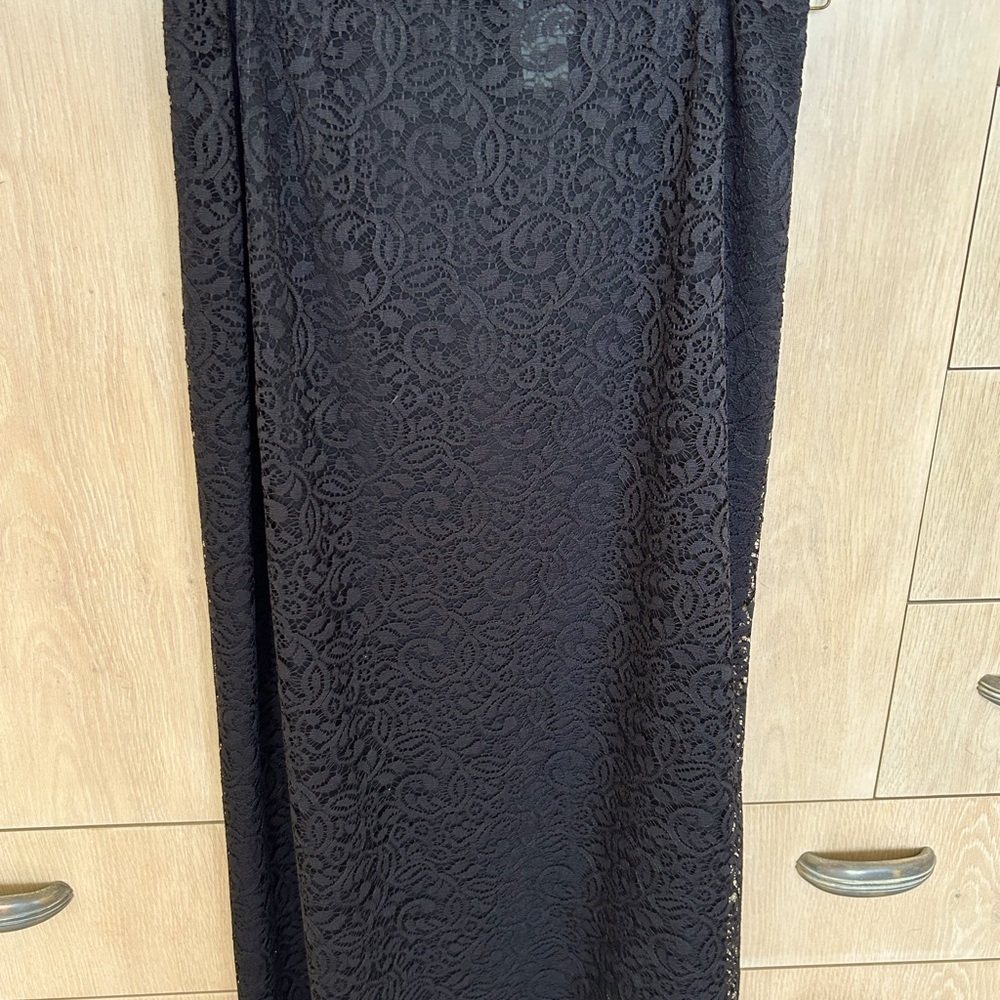 DKNY Black lace long skirt